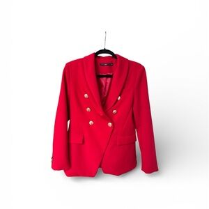 Women's Red Double-Breasted Blazer